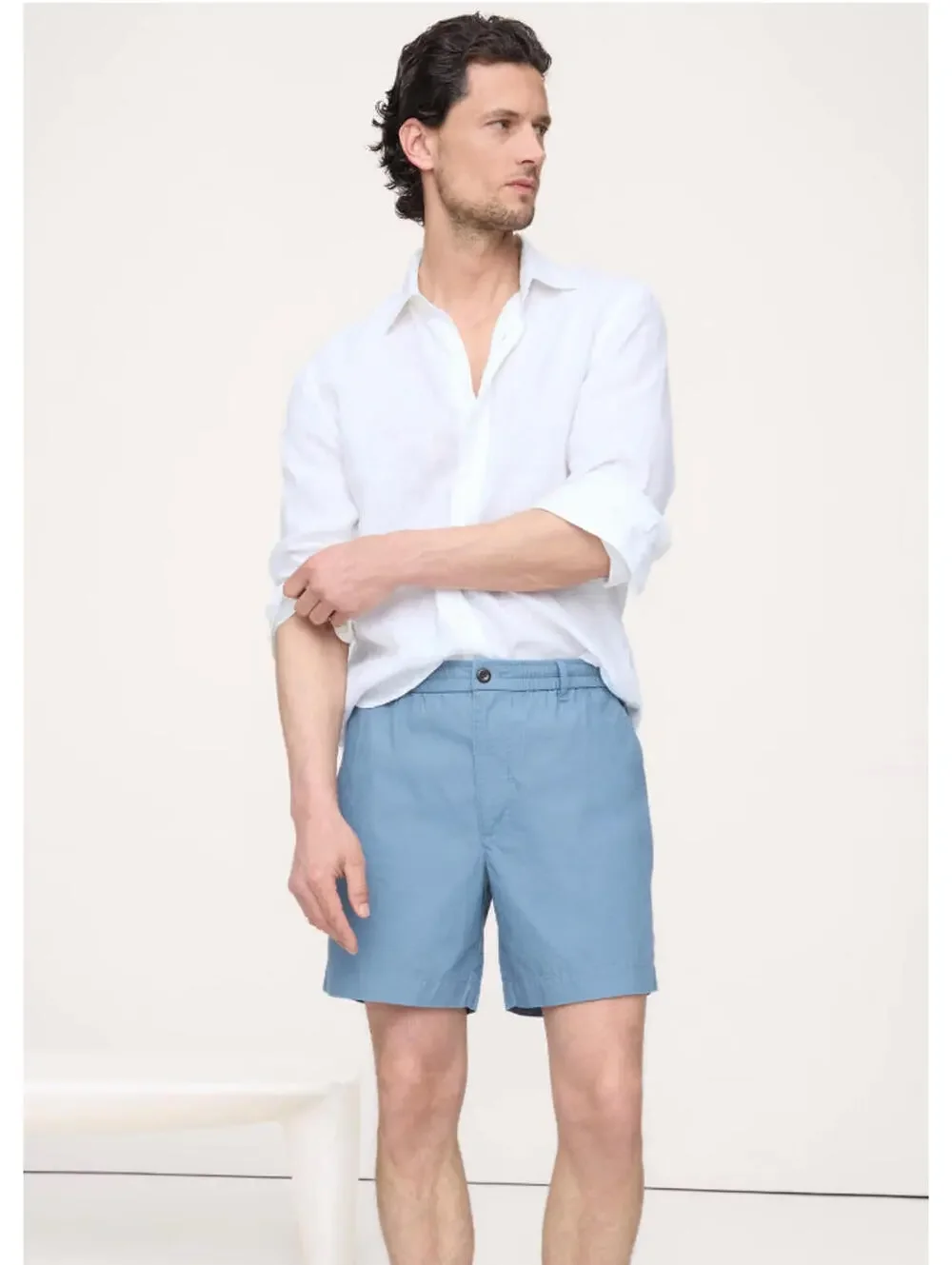 Men Banana Republic lot of 3 linen shorts‎ sz 33 black/olive green/blue CC